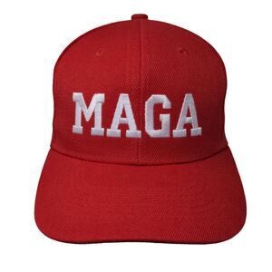 MAGA Strapback Hat Red One Size Adjustable Embroidered 6 Panel Tropic Hats